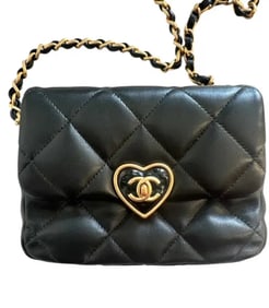 Chanel Heart Mini Flap Black Bag