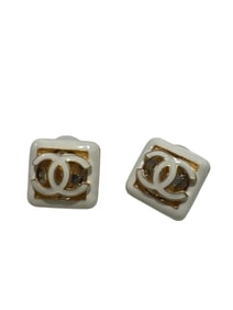 Chanel Gold and White Earrings