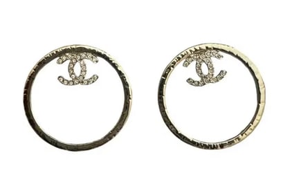 Chanel Metal Round Drop Earrings