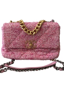Chanel 19 Wood Tweed Pink Bag