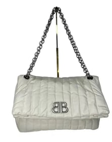 Balenciaga White Monaco Leather Bag