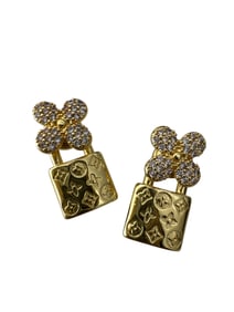 L V Lock Earrings