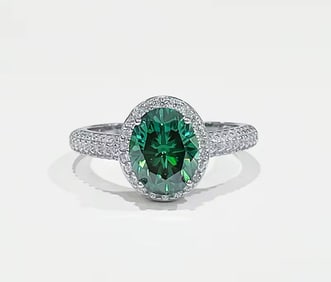 Moissanite 2CT VVS D Color Green Full Moissanite Ring Women