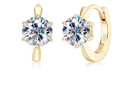 D1.0ct Moissanite Earrings Solitaire Hoops for Women