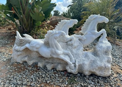 Marble Horses Scultpure