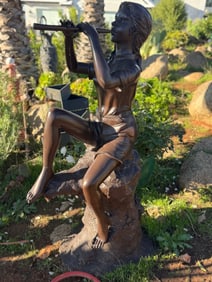 Life Size Bronze Girl Playing Flute