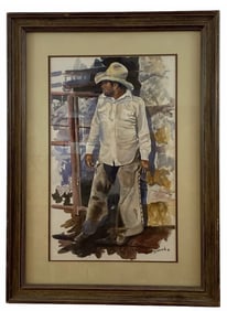 Cowboy Water Color Painting by Tom Darrah