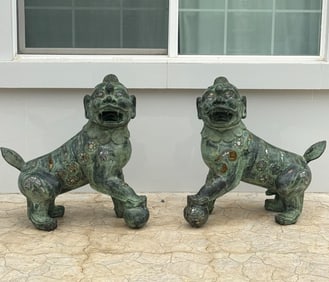 Enormous Bronze Foo Dogs