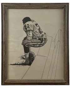 1984 American Football Pencil Drawing by Walt Johnston