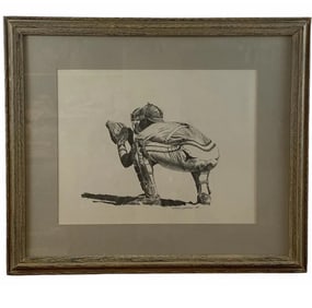 1984 American Football Pencil Drawing by Walt Johnston