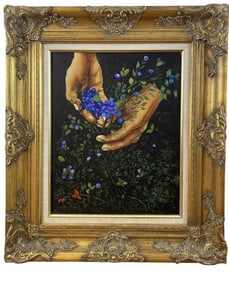 Blueberry Harvest A. O. Smith Oil on Canvas Painting