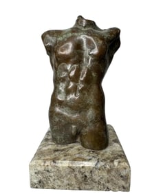 Man Bust Bronze Sculpture Signed