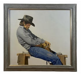 1982 Cowboy Oil on Panel by Walt Johnston
