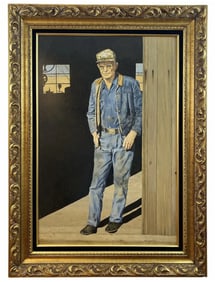 1981 Mechanic Portrait Oil Painting by Walt Johnston