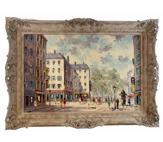 Streets of Paris Oil Painting - Signed