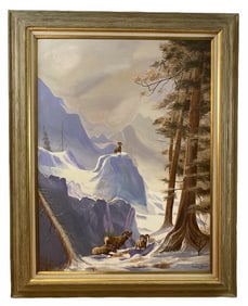 1987 Mountain Landscape Rams Oil Painting by Maurice Green