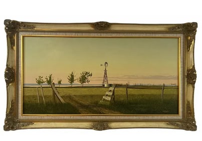 1980 Windmill Oil Painting by Walt Johnston