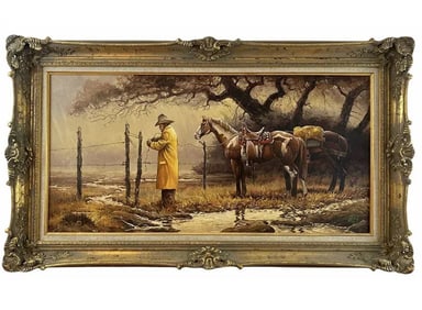 Rainy Day Western Oil Painting by Hector Morales