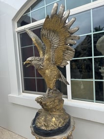 Large Eagle and Pedestal Bronze  Sculpture