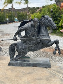 Near Life Size Rider Bronze Sculpture