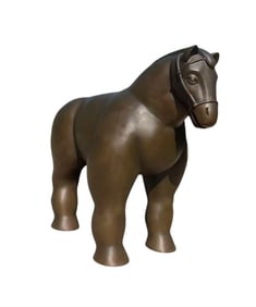 Near Life Size Bronze Horse Botero Style Sculpture