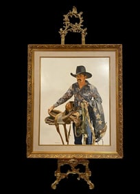 Walt Johnston Portrait of a Cowboy Oil Painting