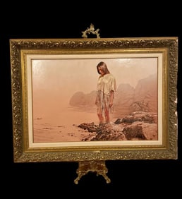 Misty Huge Native Oil Painting by L.B. Porter