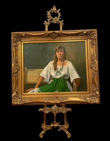 Woman Portrait oil on Canvas by L. Turner