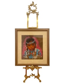 Native American Girl Pastel Painting -by Chodat