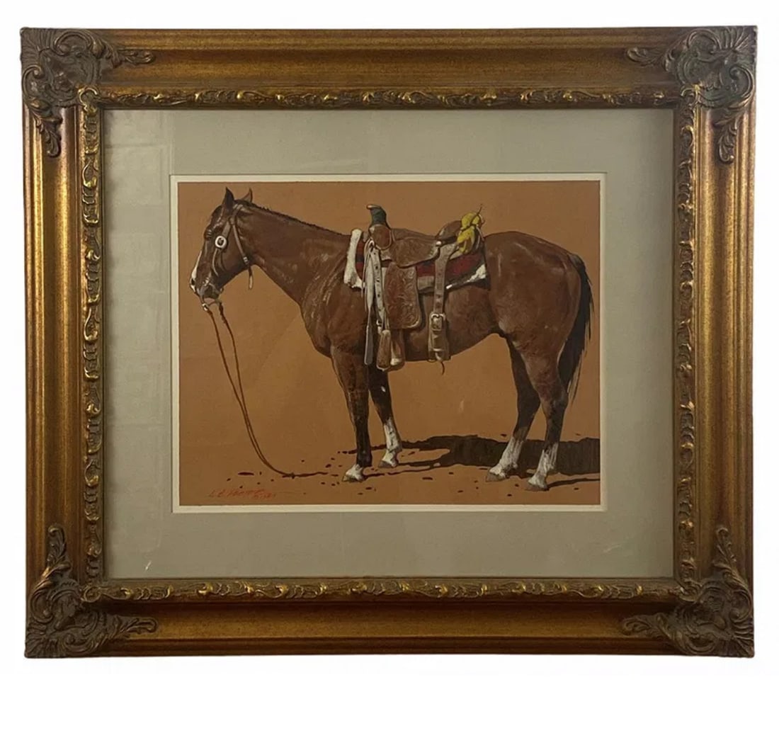 Horse with Saddle by L. B Porter Oil Painting (1 of 5)