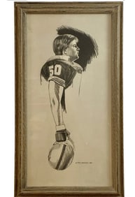 1984 American Football Pencil Art Painting by Walt Johnston