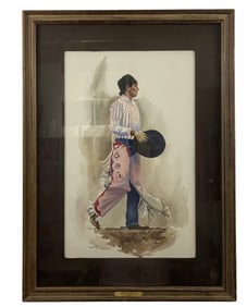 Rodeo Cowboy Water Color Painting by Tom darrah