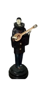 Large Arte Deco Pierrot A LA MANDOLINE Bronze Sculpture