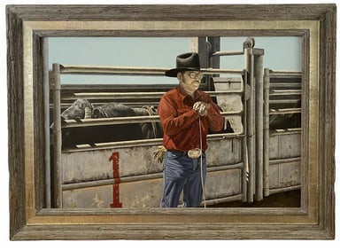 1982 Cowboy Oil Painting by Walt Johnston