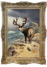Wildlife Mule Deer Oil Painting by Hector Morales