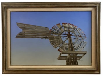 1981 Windmill Oil on Panel by Walt Johnston
