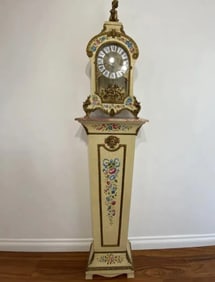 Italian Tiffany Stlye Clock and Pedestal