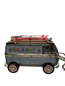 Chanel Mini Van Minaudiere 2024 Cruise Bag in Silver Glitter