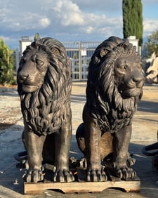 Monumental Life Size Bronze Lions