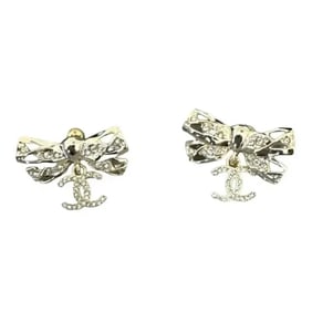 CHANEL Metal Crystal CC Round Drop Earrings Gold