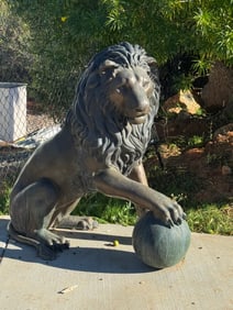 Pair of Life Size Bronze Lions Sculpture