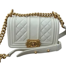 Chanel Boy White Leather Handbag