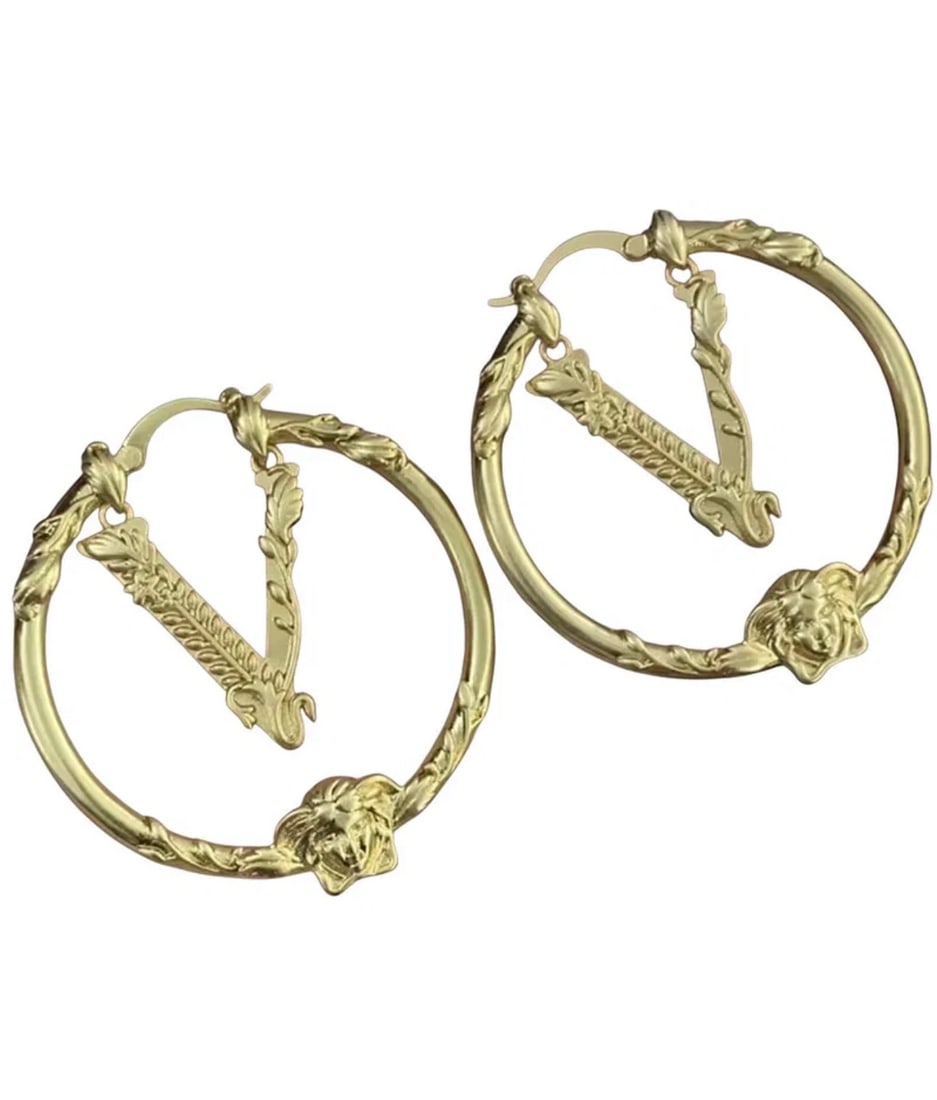 Versace Gold Earrings: Includes box - Shipping only.