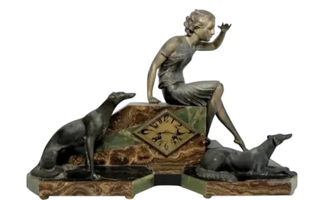 Huge Uriano Art Deco Sculpture Clock