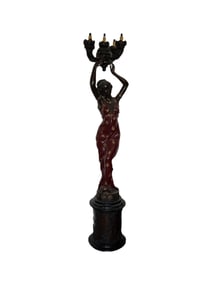 Life Size Bronze Lady Lamp Sculpture