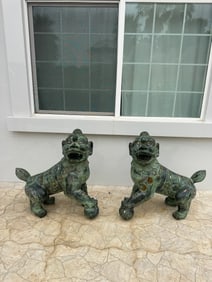 Enormous Bronze Foo Dogs