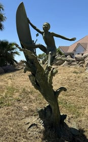 Life Size Bronze Boy Surfing by Jim Davidson