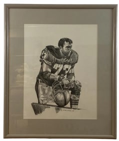1988 American Football Pencil Drawing by Walt Johnston