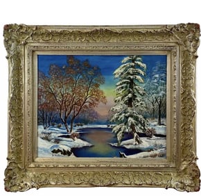 Winter River Oil Painting by B. Rickerson Oil on Panel