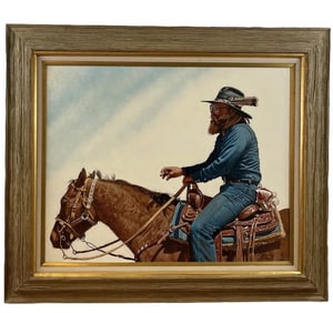 1986 American Feather Oil Painting by L. B. Porter